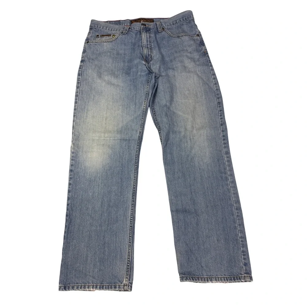 Territory Ahead Jeans Mens 35x30 Light Wash Straight Leg Denim Blue 100% Cotton
